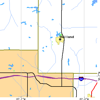 Zip code 47541 close-up map
