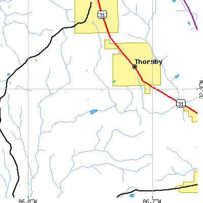 Zip code 35171 close-up map