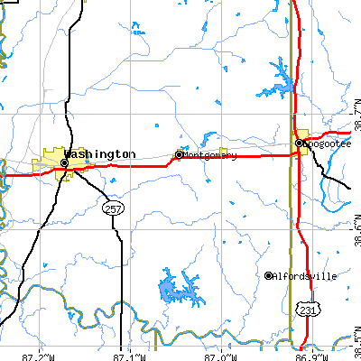 Zip code 47558 close-up map