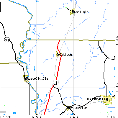 Zip code 47561 close-up map