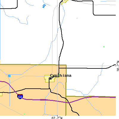 Zip code 47612 close-up map