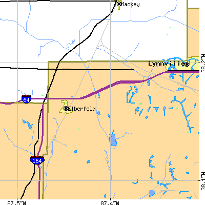 Zip code 47613 close-up map