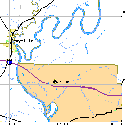 Zip code 47616 close-up map