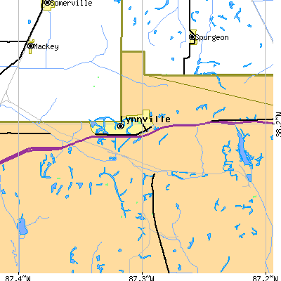 Zip code 47619 close-up map