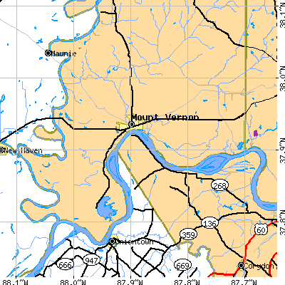 Zip code 47620 close-up map