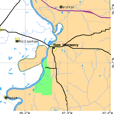 Zip code 47631 close-up map