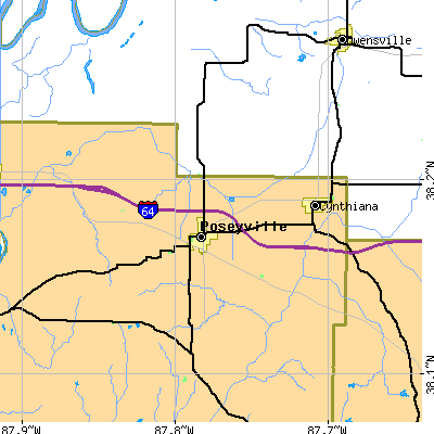Zip code 47633 close-up map