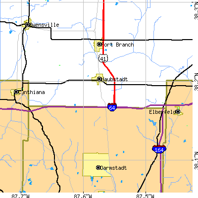Zip code 47639 close-up map