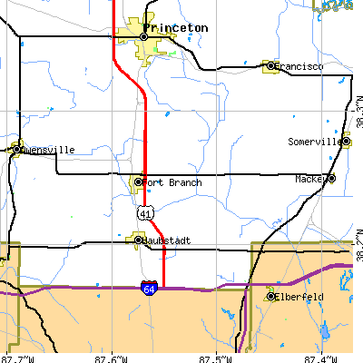 Zip code 47648 close-up map