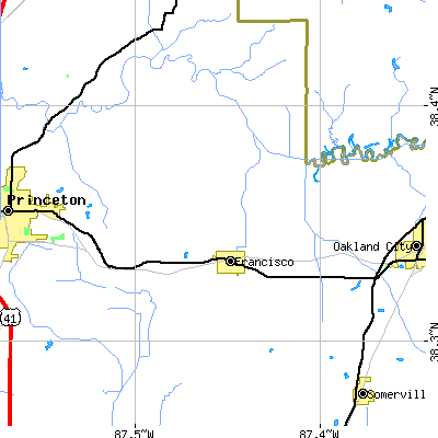 Zip code 47649 close-up map