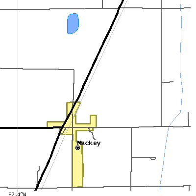 Zip code 47654 close-up map