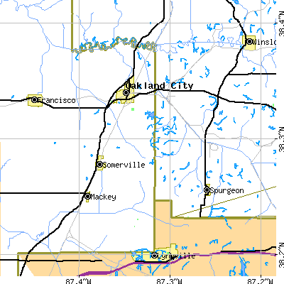 Zip code 47660 close-up map