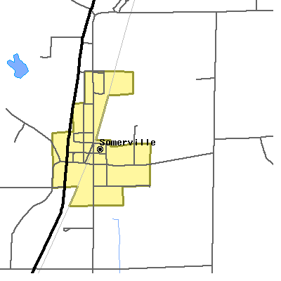 Zip code 47683 close-up map