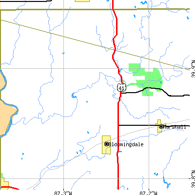 Zip code 47832 close-up map