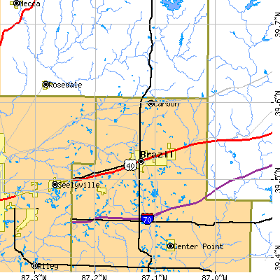 Zip code 47834 close-up map