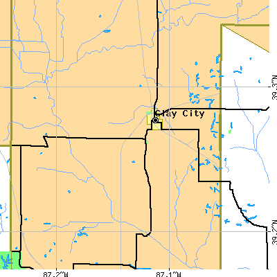 Zip code 47841 close-up map