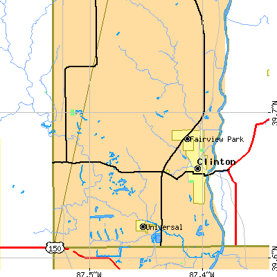 Zip code 47842 close-up map