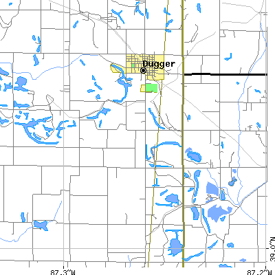 Zip code 47848 close-up map