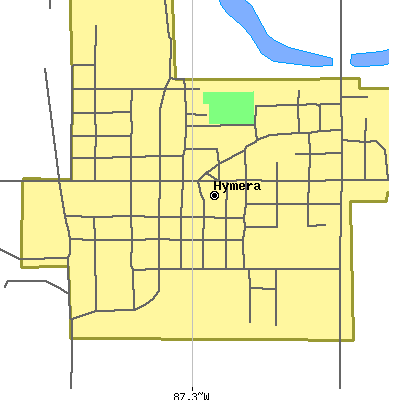 Zip code 47855 close-up map