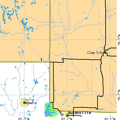 Zip code 47858 close-up map