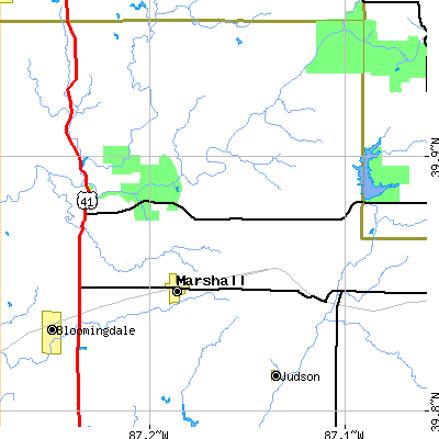 Zip code 47859 close-up map