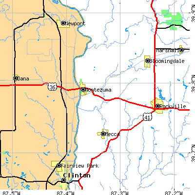 Zip code 47862 close-up map