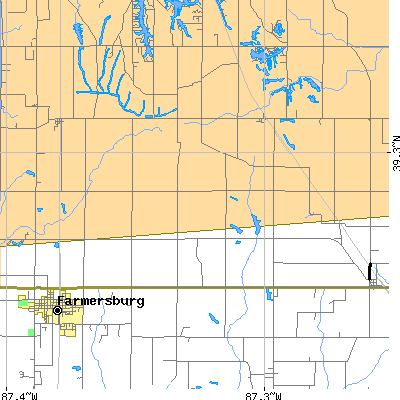 Zip code 47866 close-up map