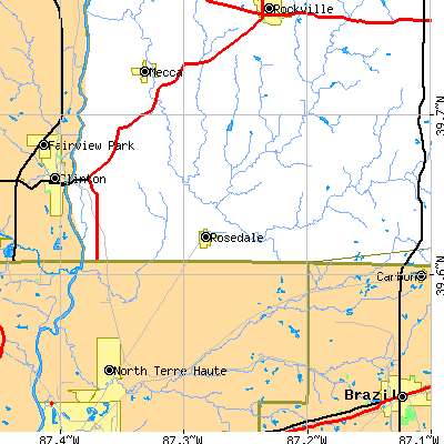 Zip code 47874 close-up map