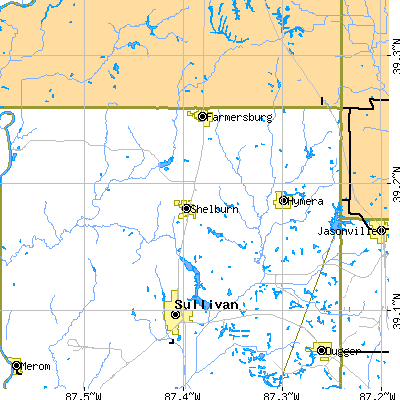 Zip code 47879 close-up map