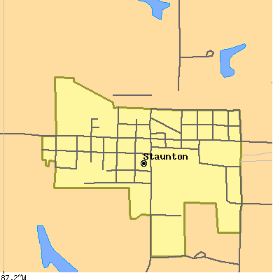 Zip code 47881 close-up map