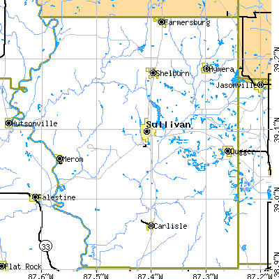Zip code 47882 close-up map