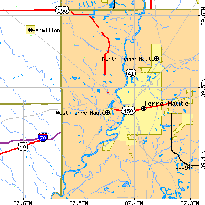 Zip code 47885 close-up map