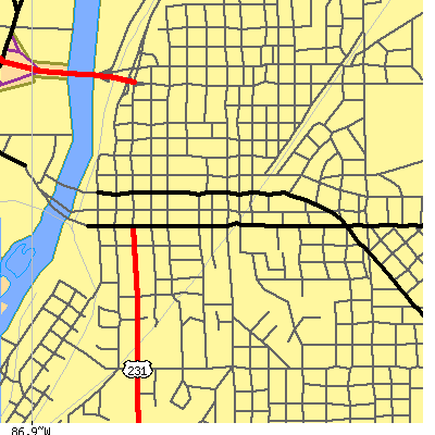 Zip code 47901 close-up map