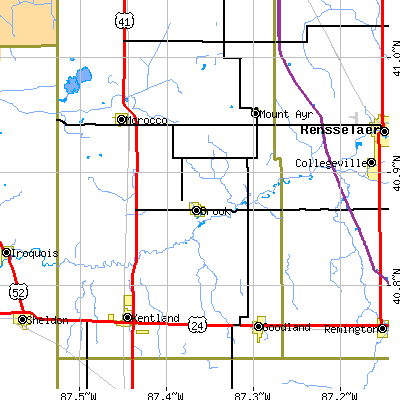 Zip code 47922 close-up map
