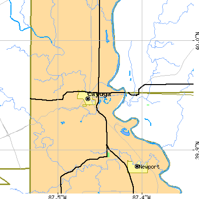 Zip code 47928 close-up map