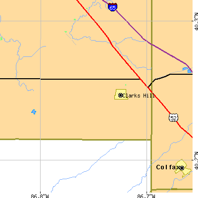 Zip code 47930 close-up map