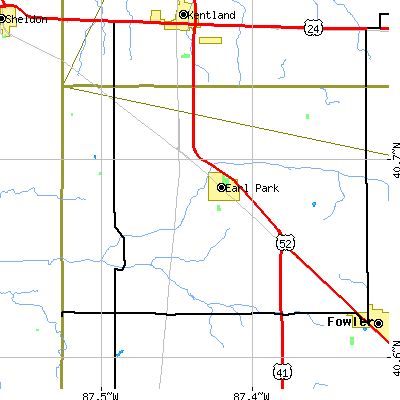 Zip code 47942 close-up map