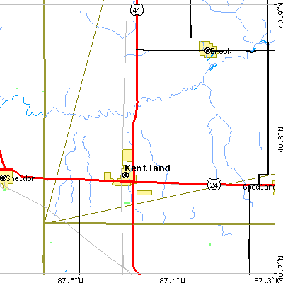Zip code 47951 close-up map