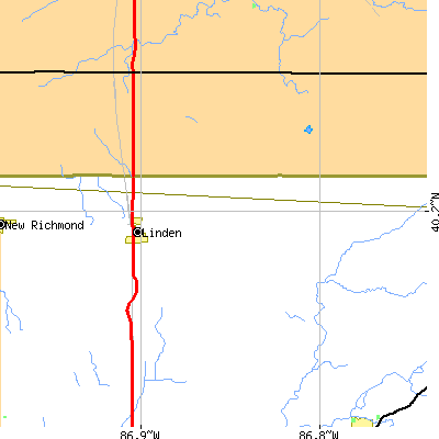 Zip code 47955 close-up map