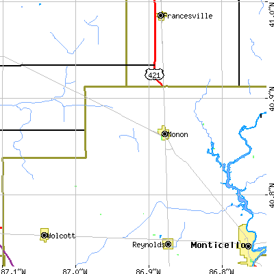 Zip code 47959 close-up map
