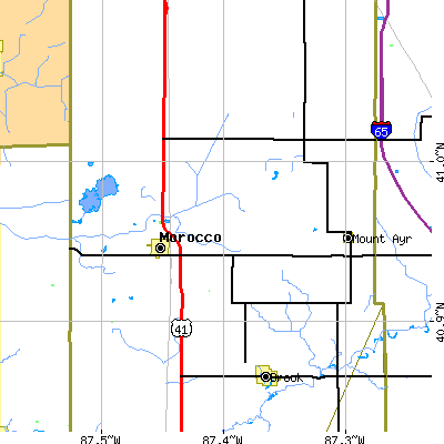Zip code 47963 close-up map