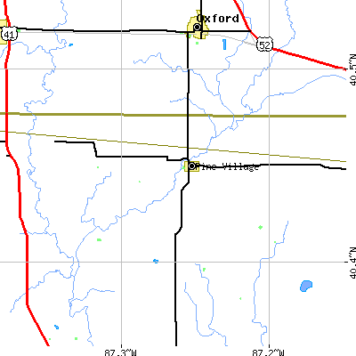 Zip code 47975 close-up map