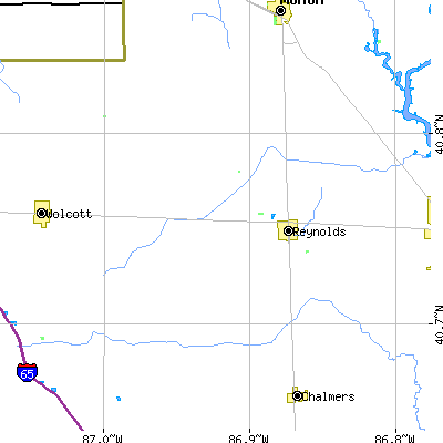 Zip code 47980 close-up map