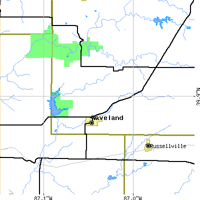 Zip code 47989 close-up map
