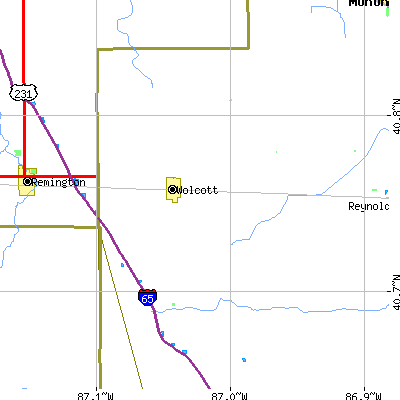 Zip code 47995 close-up map