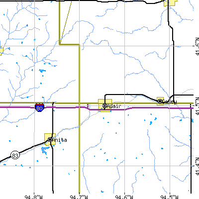 Zip code 50002 close-up map