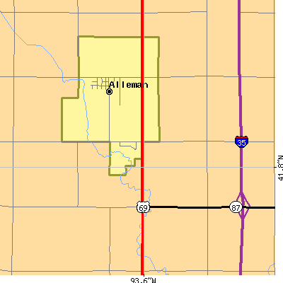 Zip code 50007 close-up map