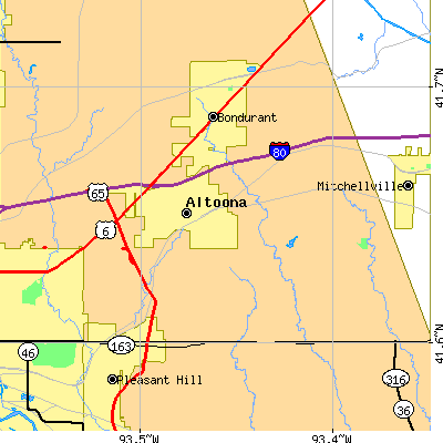 Zip code 50009 close-up map