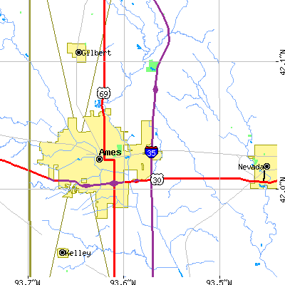 Zip code 50010 close-up map