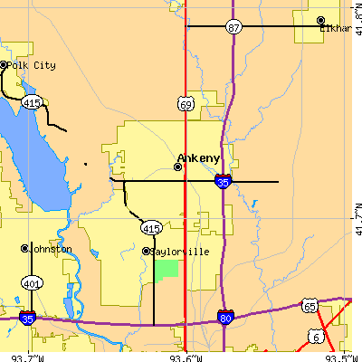Zip code 50021 close-up map